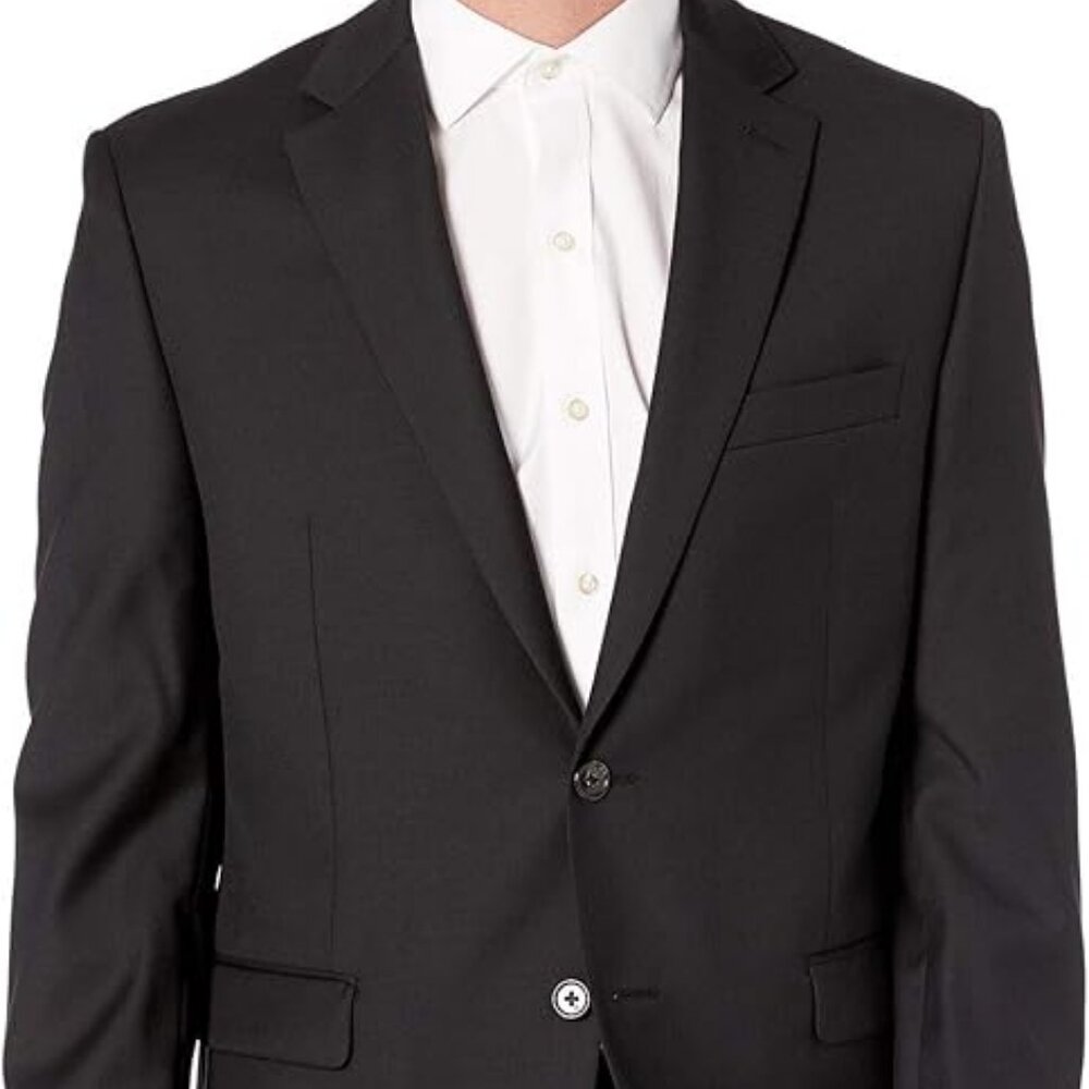 Lauren Ralph Lauren Lattimore Black Plain Blazer w/striped lining 46R EUC
